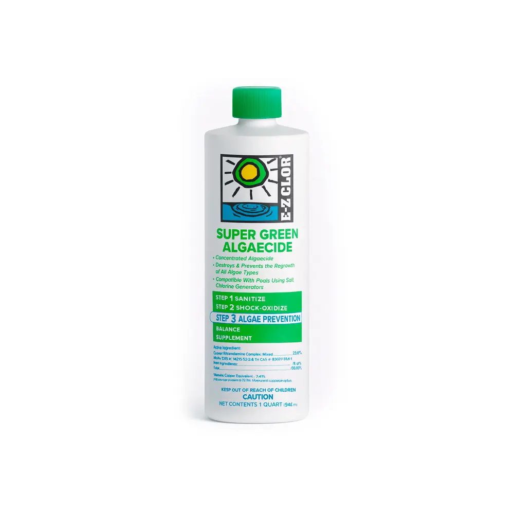 EZ Clor 1 qt Super Green Algaecide Bottle | Control Efectivo de Algas Verdes / Compatible con piscinas de Salt